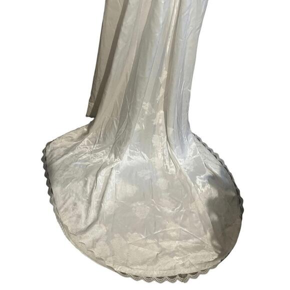 Vintage White Lace Wedding Dress Long Sleeve V-Neck S - Picture 5 of 9